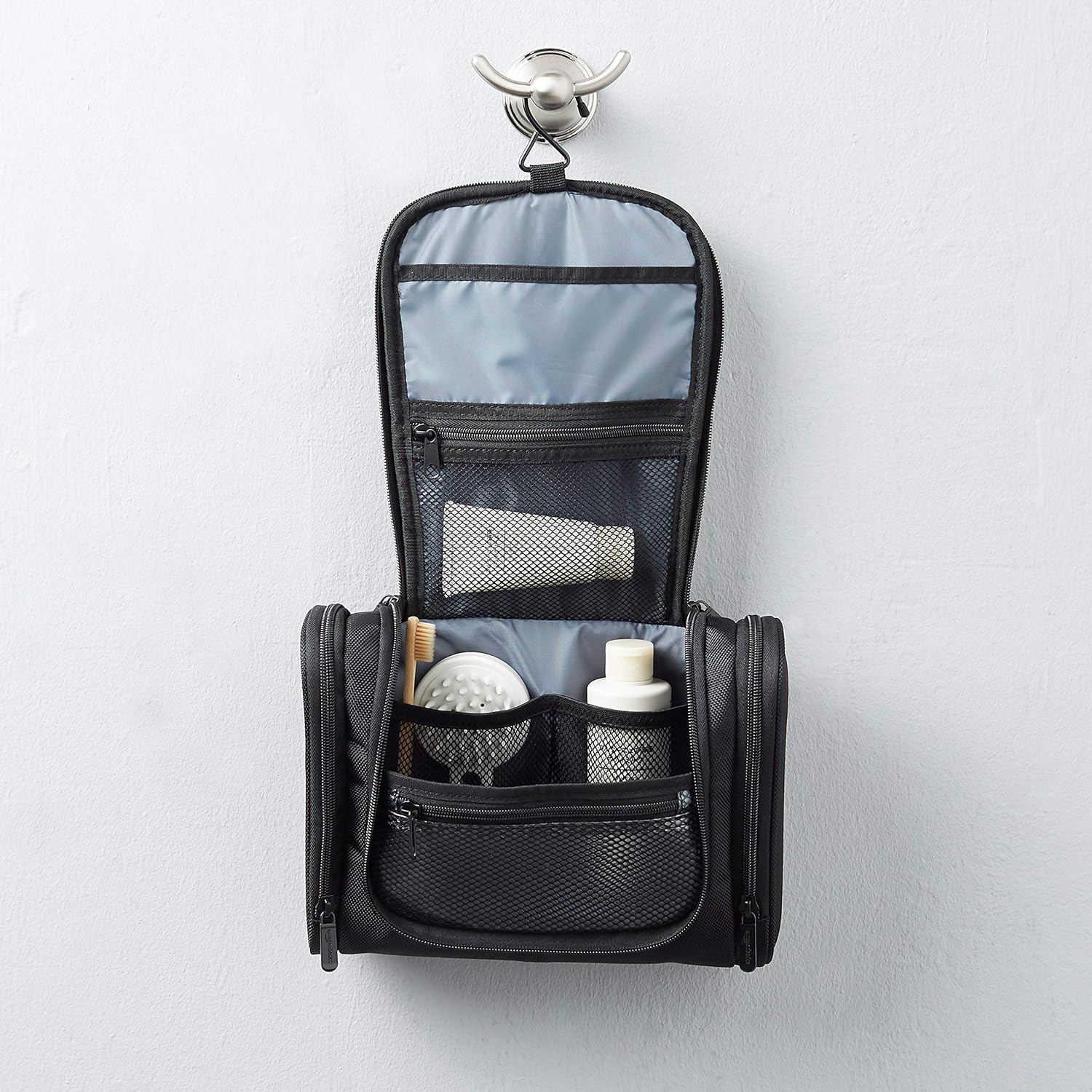 Basics Hanging, Travel Toiletry Bag Organizer, Shower Dopp Kit, Black - Image 7